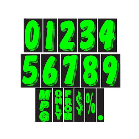 11 1/2 Chartreuse Adhesive Windshield Numbers: . Pk